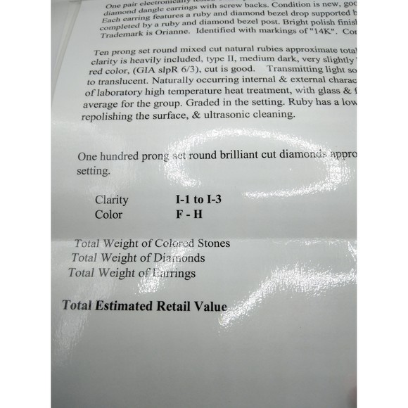14kt Ruby 16.48ct & Diamond dangle earrings - Picture 9 of 10